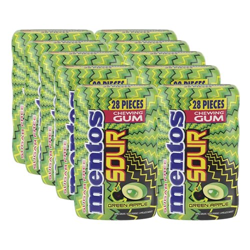 Mentos - Sour Gum Green Apple Suikervrij - 10x 28 stuks