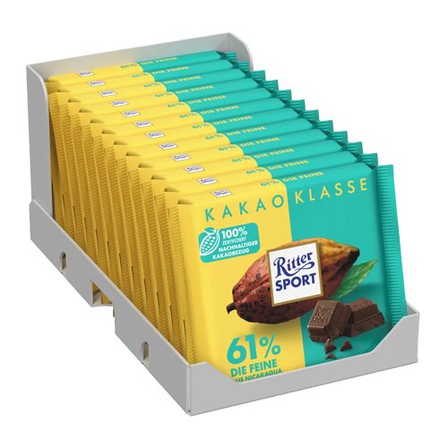 Ritter Sport - Cacao Selectie 61% Fijn uit Nicaragua - 12x 100g