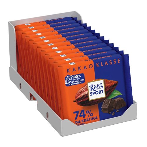 Ritter Sport - Cacao Selectie 74% Intens uit Peru - 12x 100g